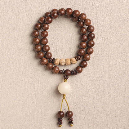 Buddhist Blessing Sandalwood Small Leaf Red Sandalwood Bodhi Seed Purification Double Wrap Bracelet