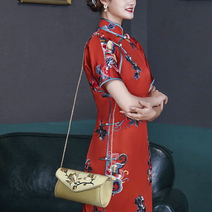 Buddhist Blessing Magnolia Su Embroidery Wedding Shopping Purse Handbag Crossbody Bag