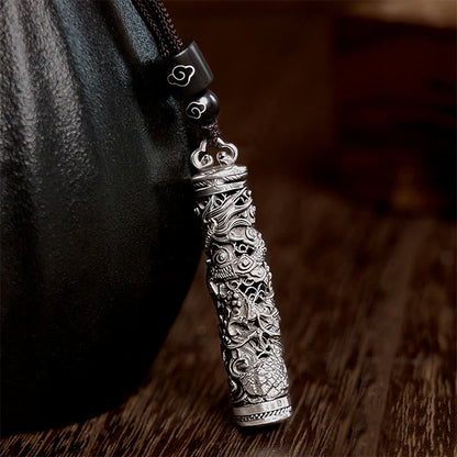 Buddhist Blessing Copper Fu Character Dragon Pattern Balance Pendant Necklace
