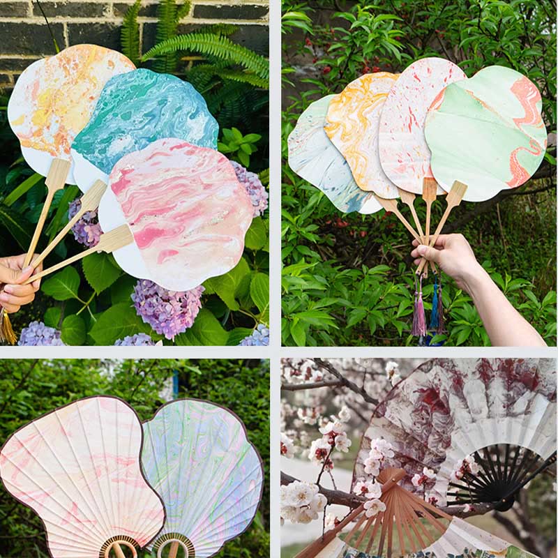 Buddhist Blessing DIY Chinese Lacquer Fan Blank Painting Handheld Fan