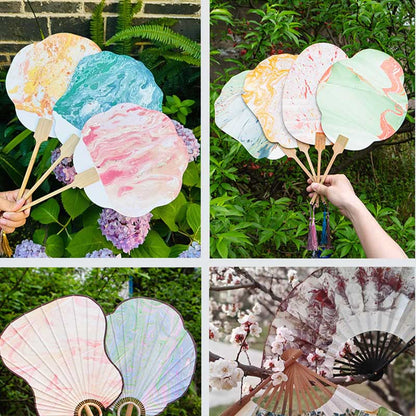 Buddhist Blessing DIY Chinese Lacquer Fan Blank Painting Handheld Fan