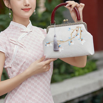 Buddhist Blessing Flower Embroidery Handbag Crossbody Bag