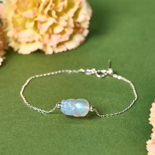 Buddhist Blessing 925 Sterling Silver Pixiu Moonstone Healing Bracelet
