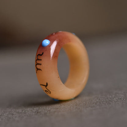 Buddhist Blessing Camel Bone Om Mani Padme Hum Carving Protection Ring