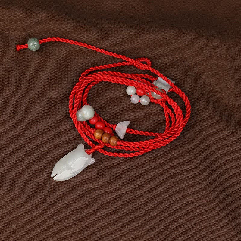 Buddhist Blessing Chinese Zodiac Peach Wood Blessing Red String Belly Chain