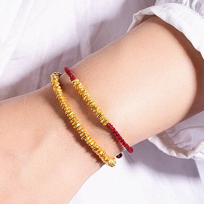 Buddhist Blessing 999 Gold Small Gold Pieces Design Handmade Protection Braided Rope Bracelet