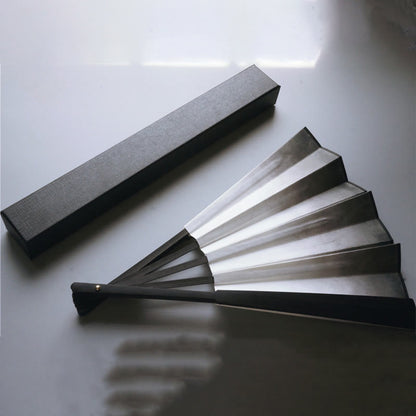 Buddhist Blessing Black White Ink Gradient Rice Paper Handheld Bamboo Folding Fan
