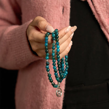 Buddhist Blessing 108 Mala Beads Apatite Bead Om The Tree Of Life Lotus Buddhist Blessing Bracelet