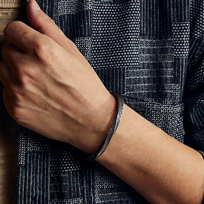 Buddhist Blessing Retro 999 Sterling Silver Möbius Loop Eternal Love Cuff Bracelet Bangle