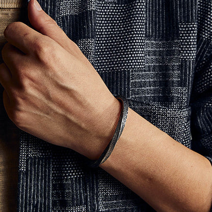 Buddhist Blessing Retro 999 Sterling Silver Möbius Loop Eternal Love Cuff Bracelet Bangle