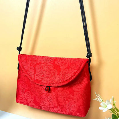 Buddhist Blessing Retro Flowers Pattern Polyester Cotton Embroidery Crossbody Bag Hangbags