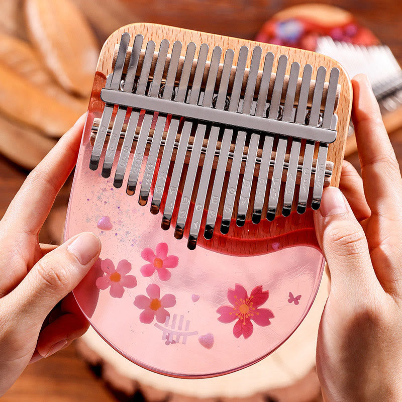 Buddhist Blessing Kalimba 17/21 Keys Thumb Piano Beech Wood Pink Cherry Portable Finger Piano