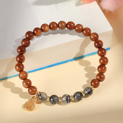 Buddhist Blessing Green Phantom Citrine Rutilated Quartz Super Seven Crystal Confidence Bracelet