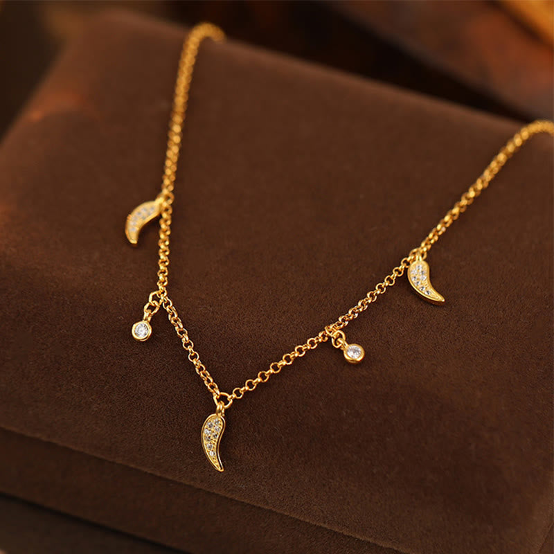 Buddhist Blessing 925 Sterling Silver Zircon Little Pepper Charm Protection Anklet