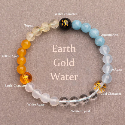 Buddhist Blessing Five Elements Various Agate Crystal Sun Stone Wisdom Bracelet
