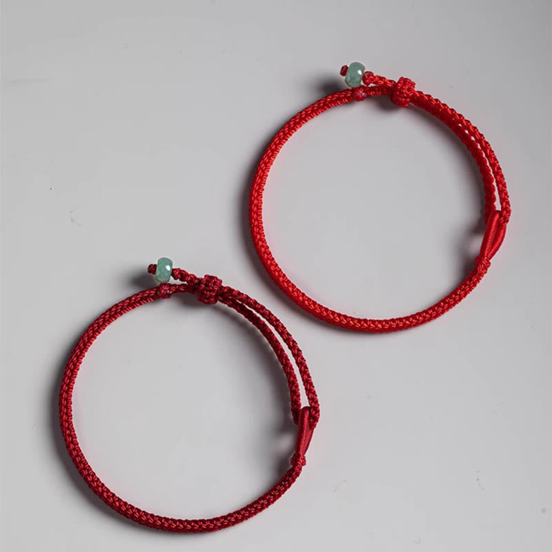 Buddhist Blessing Red String Jade Connection Bracelet