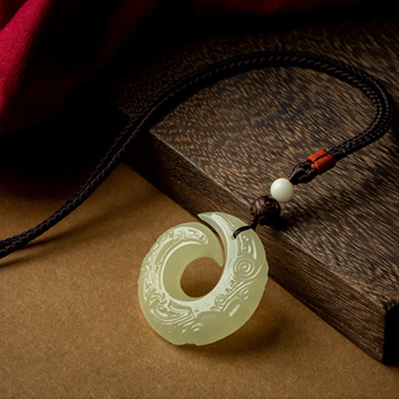 Buddhist Blessing Peace Buckle Jade Small Leaf Red Sandalwood Cinnabar Agate Luck Necklace Pendant