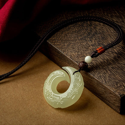 Buddhist Blessing Peace Buckle Jade Small Leaf Red Sandalwood Cinnabar Agate Luck Necklace Pendant