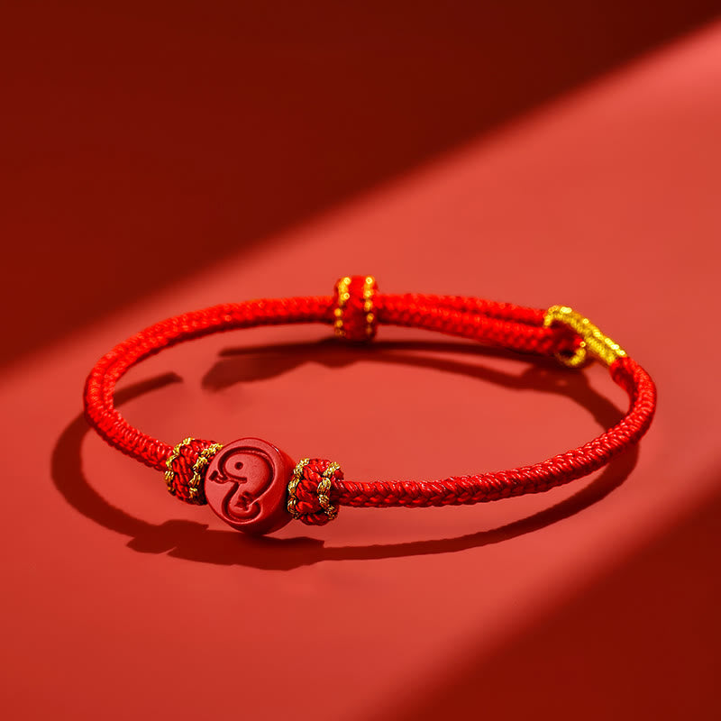 Buddhist Blessing Chinese Zodiac Red String Eight Thread Peace Knot Cinnabar Protection Luck Bracelet