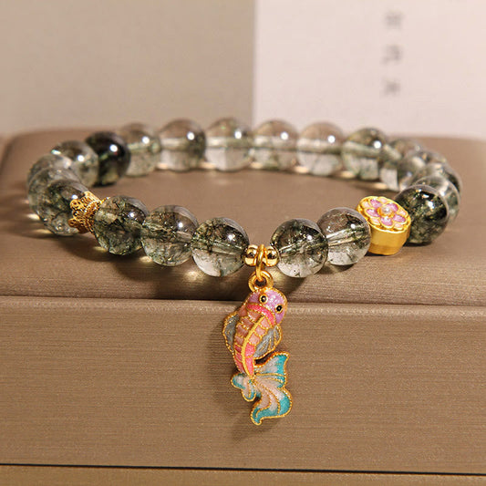 Buddhist Blessing Green Phantom Koi Fish Lucky Bracelet