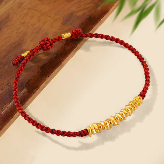 Buddhist Blessing 999 Gold Small Gold Pieces Design Handmade Protection Braided Rope Bracelet