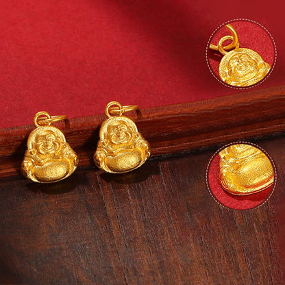 Buddhist Blessing 999 Gold Mini Laughing Buddha Luck Wealth Necklace Pendant