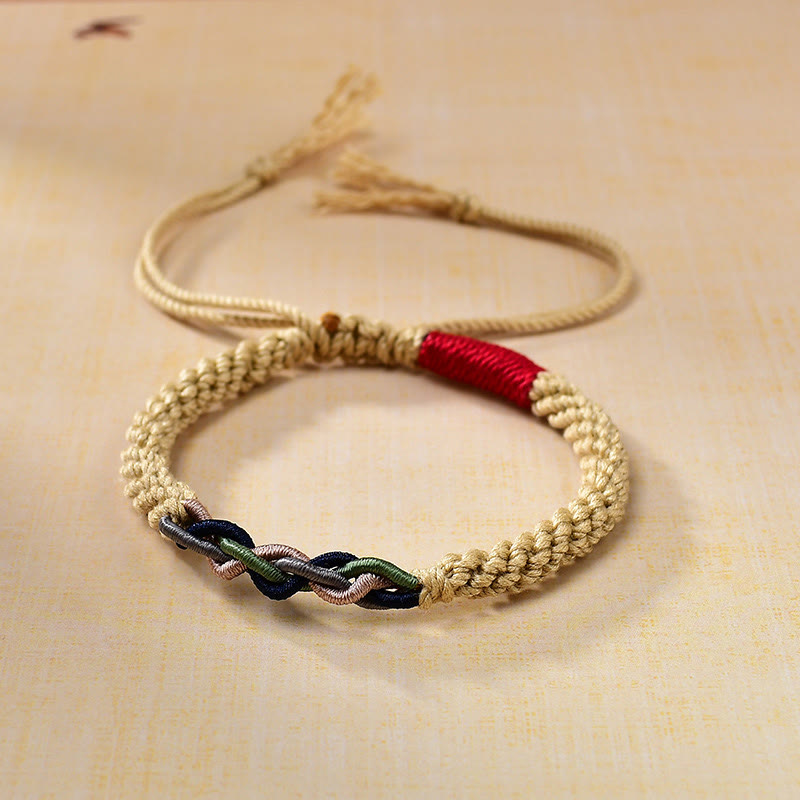 Buddhist Blessing Tibetan Hand-rubbed Cotton Rope Luck Bracelet