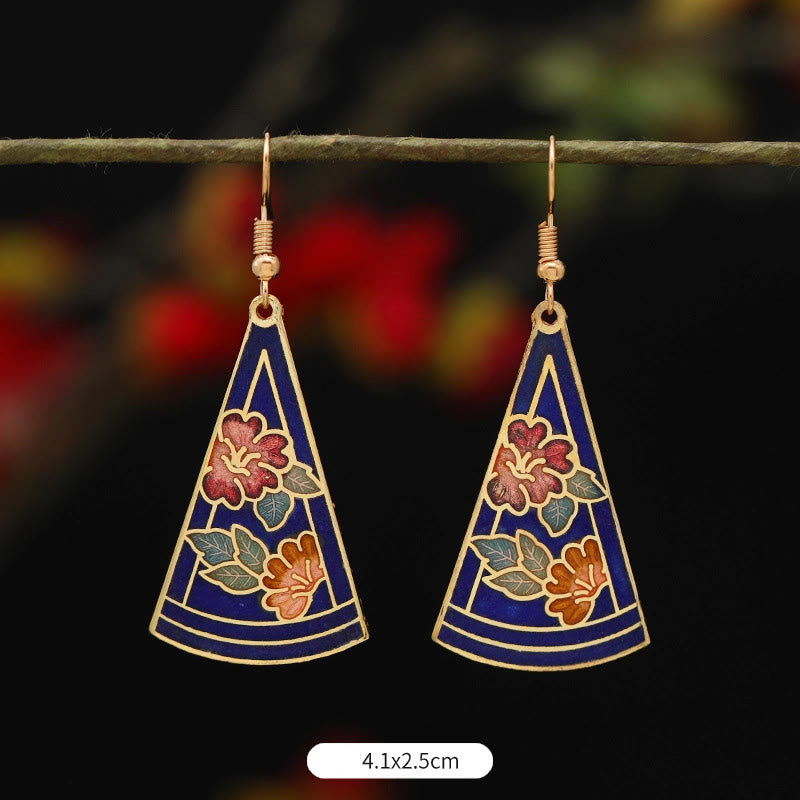 Buddhist Blessing Lotus Butterfly Flower Alloy Copper Enlightenment Drop Earrings
