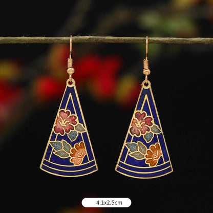 Buddhist Blessing Lotus Butterfly Flower Alloy Copper Enlightenment Drop Earrings