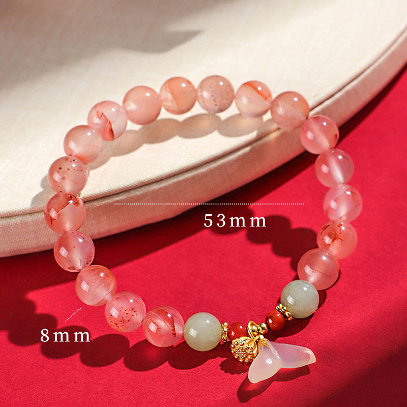 Buddhist Blessing South Red Agate Butterfly Orchid Hetian Jade Luck Bracelet