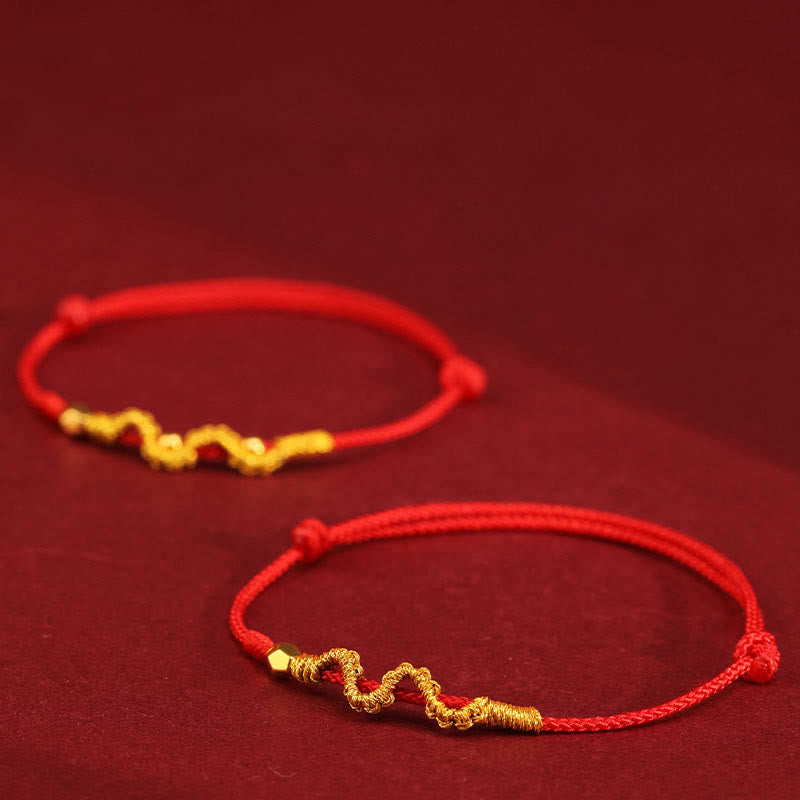 Buddhist Blessing 999 Gold Year of the Snake Handmade Luck Strength Braided Bracelet Anklet
