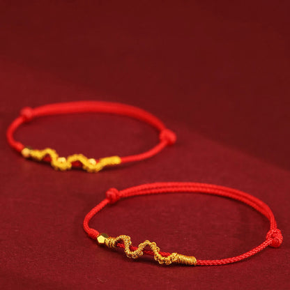 Buddhist Blessing 999 Gold Year of the Snake Handmade Luck Strength Braided Bracelet Anklet