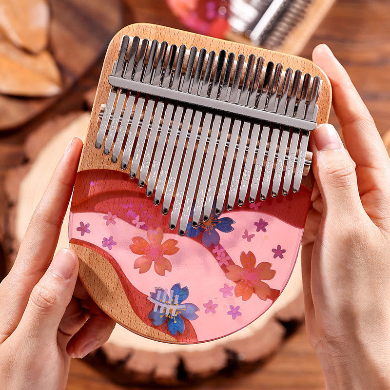 Buddhist Blessing Kalimba 17/21 Keys Thumb Piano Beech Wood Pink Cherry Portable Finger Piano