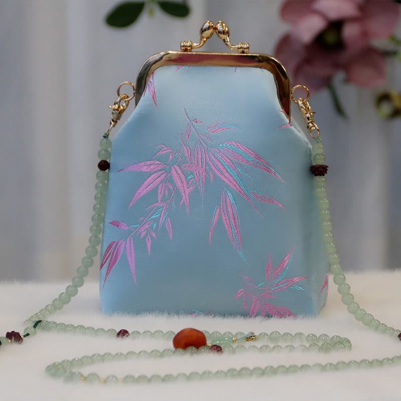 Buddhist Blessing Retro Chinese Embroidery Pearl Chain Crossbody Bag Shoudler Bag