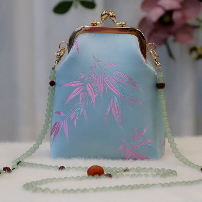 Buddhist Blessing Retro Chinese Embroidery Pearl Chain Crossbody Bag Shoudler Bag