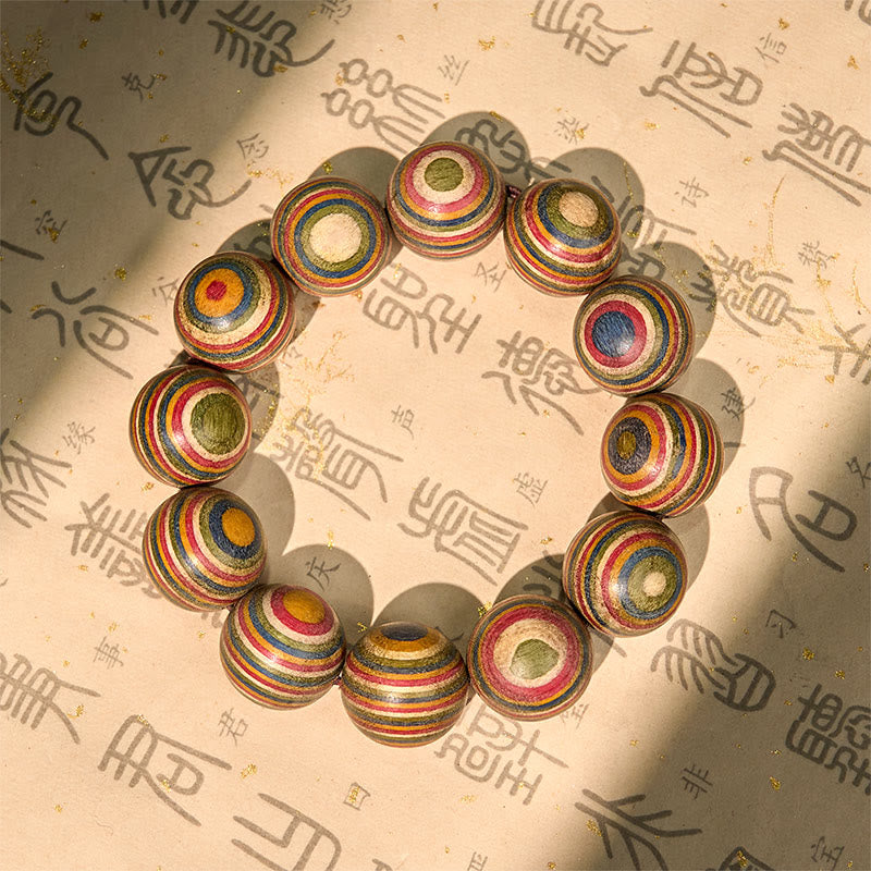 Buddhist Blessing Colorful Rainbow Eucalyptus Balance Bracelet