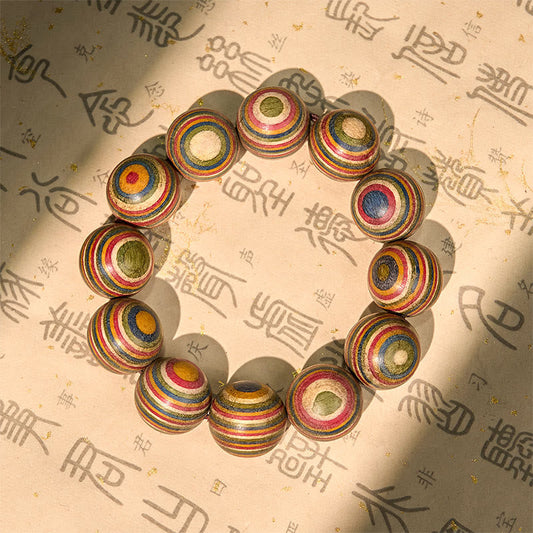 Buddhist Blessing Colorful Rainbow Eucalyptus Balance Bracelet