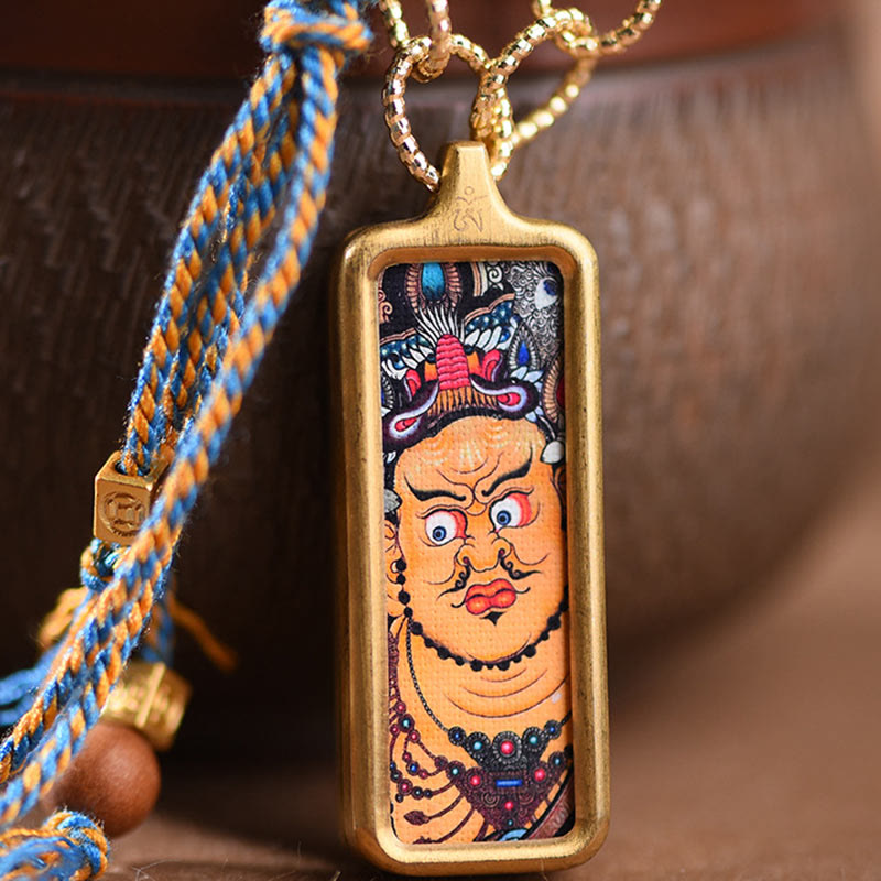 Buddhist Blessing Tibet God Of Wealth Titanium Steel Thangka Wealth Necklace Pendant