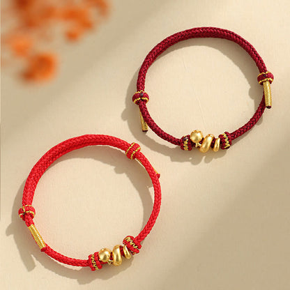 Buddhist Blessing Handmade 999 Sterling Silver Golden Year Of Snake Red String Protection Braided Bracelet
