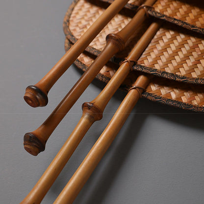 Buddhist Blessing Chinese Style Handmade Bamboo Long Handle Fan