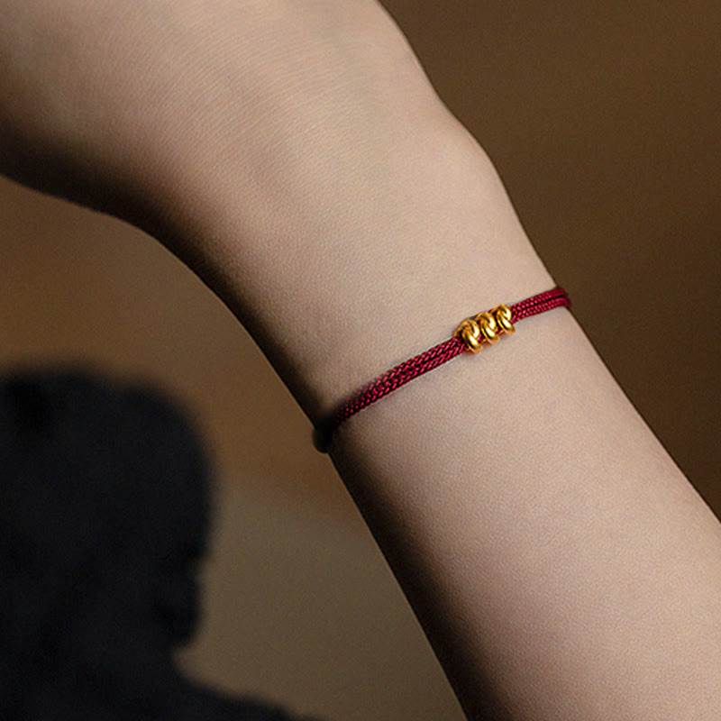 Buddhist Blessing 999 Gold Wish Knot Design Handmade Luck Braided Rope Bracelet