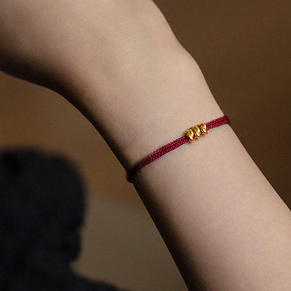 Buddhist Blessing 999 Gold Wish Knot Design Handmade Luck Braided Rope Bracelet