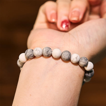 Buddhist Blessing Picasso Jasper White Turquoise Courage Bracelet