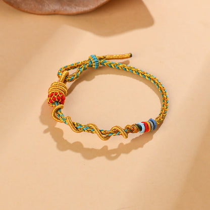 Buddhist Blessing Colorful String Snake Dragon Year of the Snake Luck Bracelet