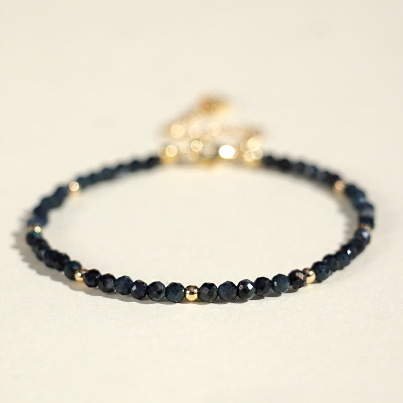 Buddhist Blessing Indicolite Tourmaline Copper Beads Wisdom Bracelet