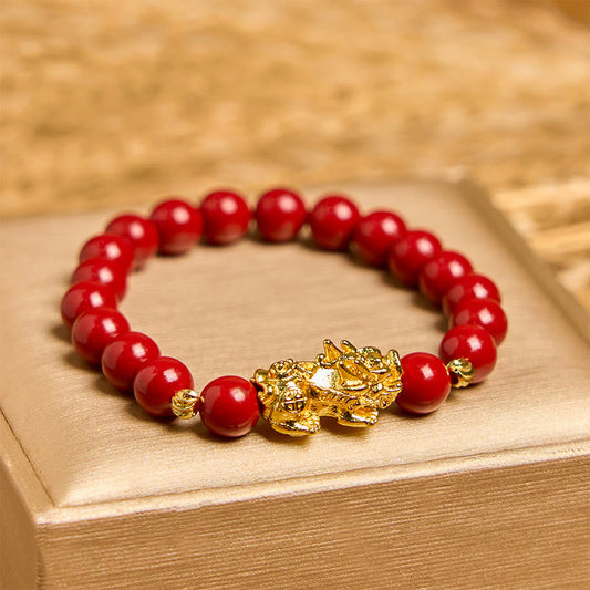 Buddhist Blessing Cinnabar PiXiu Calm Blessing Bracelet