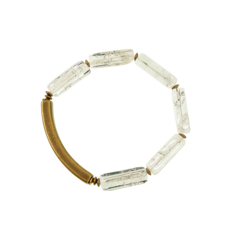 Buddhist Blessing Square White Crystal Copper Luck Healing Bracelet