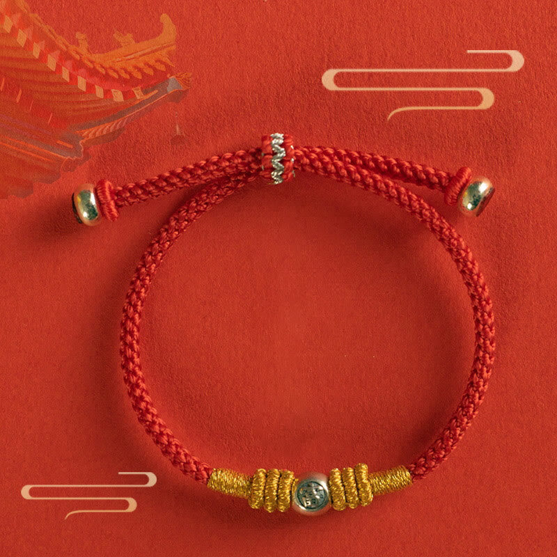 Buddhist Blessing Red String Chinese Characters Protection Bracelet