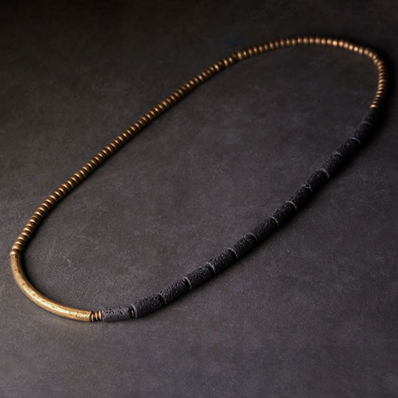 Buddhist Blessing Vintage Lava Rock Copper Beads Multi-layered Wrap Bracelet