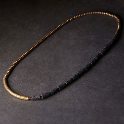 Buddhist Blessing Vintage Lava Rock Copper Beads Multi-layered Wrap Bracelet